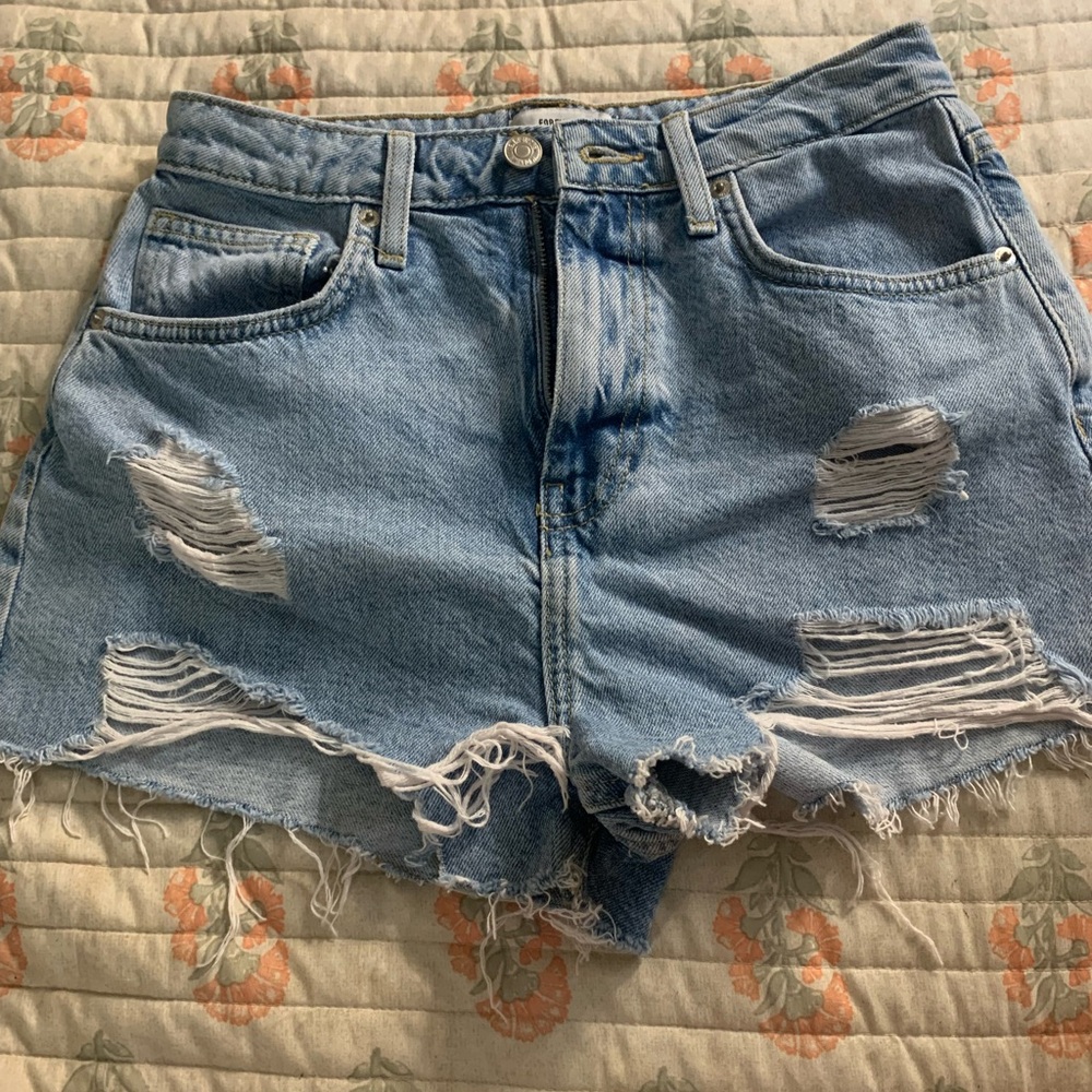 Forever 21 Blue Distressed Jean Shorts